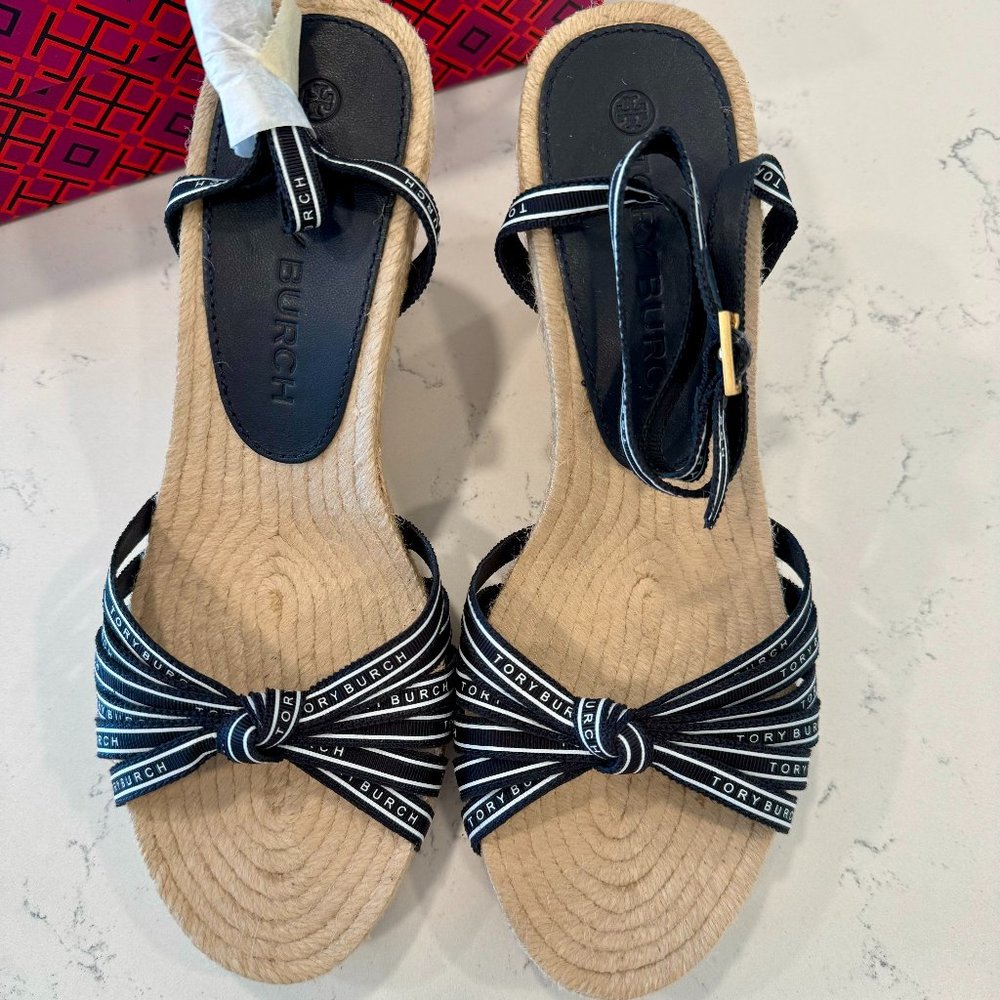 TORY BURCH Ribbon 90MM Wedge Espadrilles - NEW